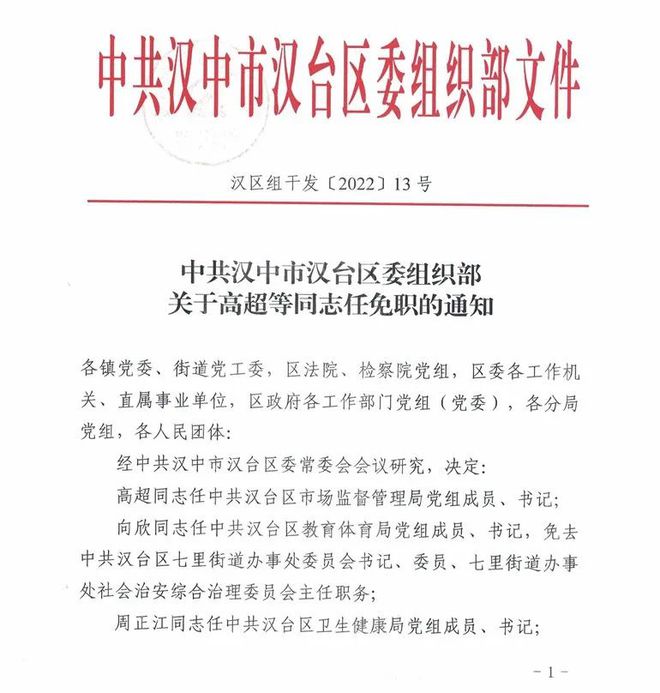 汉台区政府公布最新一波干部任命名单